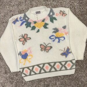 Vintage Little Extra Spice Sweater Women 18w/38 Cottage Grandma Butterflies 90s‎